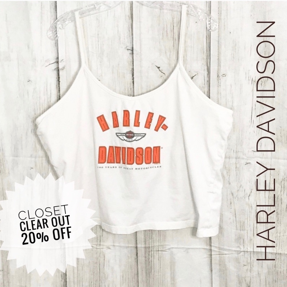 Harley Davidson Cropped Graphic Tees Tank Top VTG